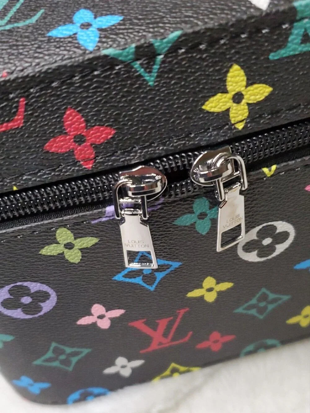 Lv  Multicolor Monogram Cosmetic Case on Black